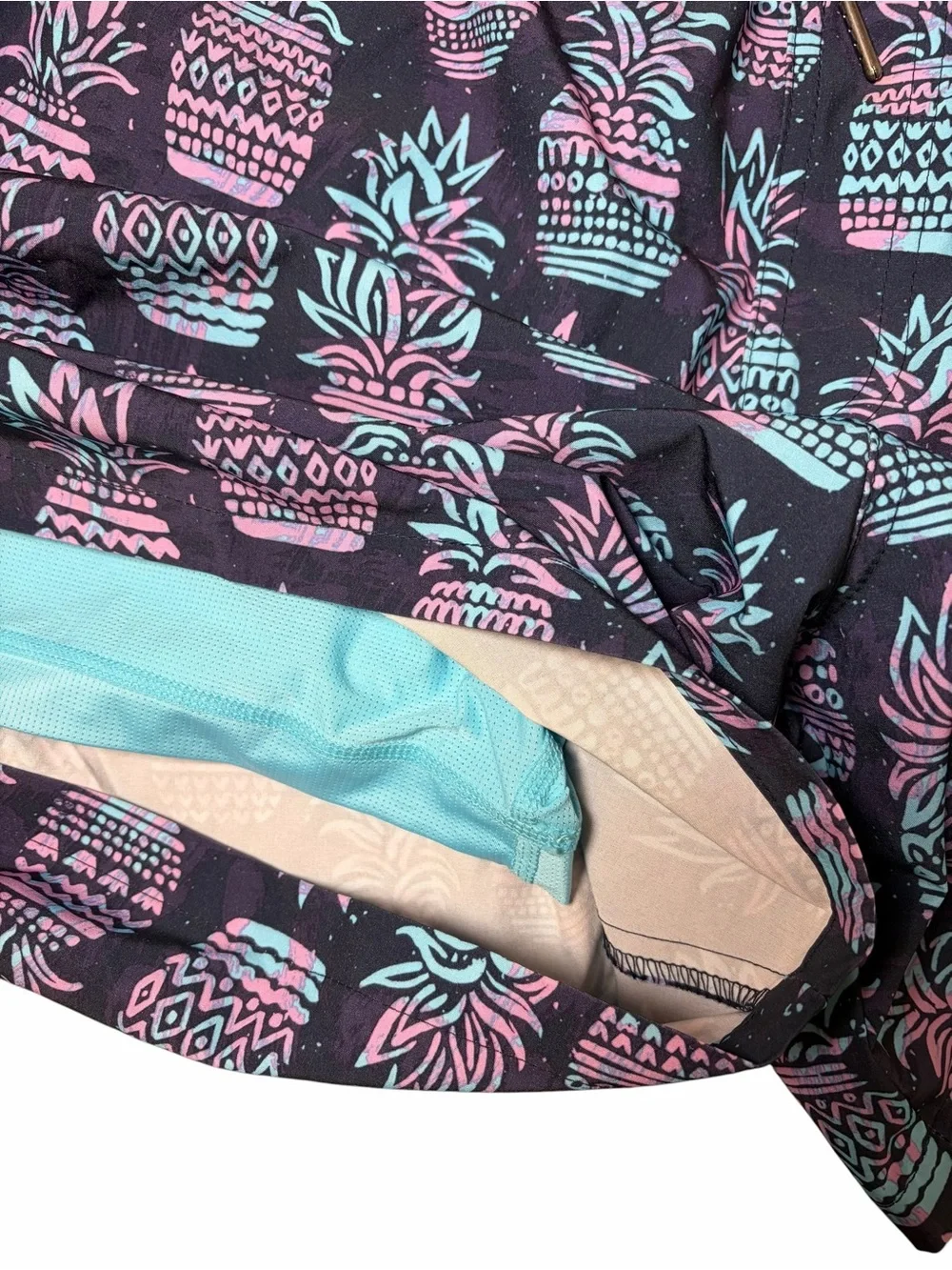 Men's Blue & Purple Pineapple Print Swim Shorts Size 2XL
